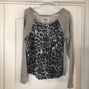 Leopard print sequin sweatshirt
